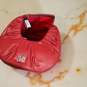 New Red Vegan Leather Badgley Mischka Shoulder Bag